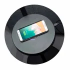 Floor Lamp in Black Metal and Rattan with Shelf Made in Italy - Livia Viadurini