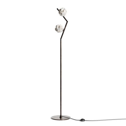 Floor Lamp in Dark Brass and Stone Glass Made in Italy - Bottega Viadurini
