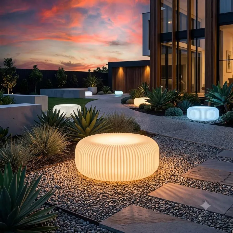 Alabaster Polyethylene Outdoor Floor Lamp Made in Italy - Disco Viadurini