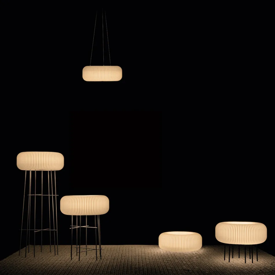 Alabaster Polyethylene Outdoor Floor Lamp Made in Italy - Disco Viadurini