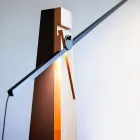 Floor Lamp in Solid Oak and Steel Made in Italy, Precious - Calisto Viadurini