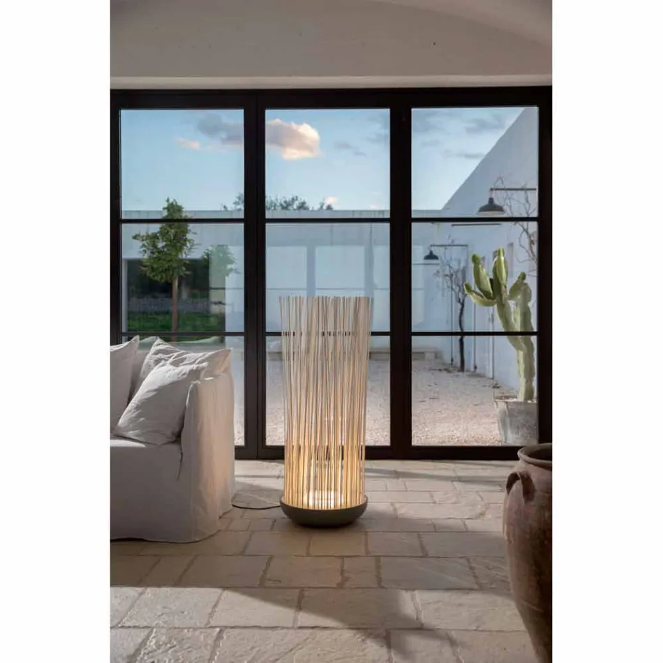 Led Floor Lamp in Grey Technopolymer and White Pvc Rods - Touch Viadurini