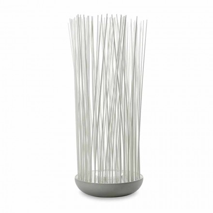 Led Floor Lamp in Grey Technopolymer and White Pvc Rods - Touch Viadurini