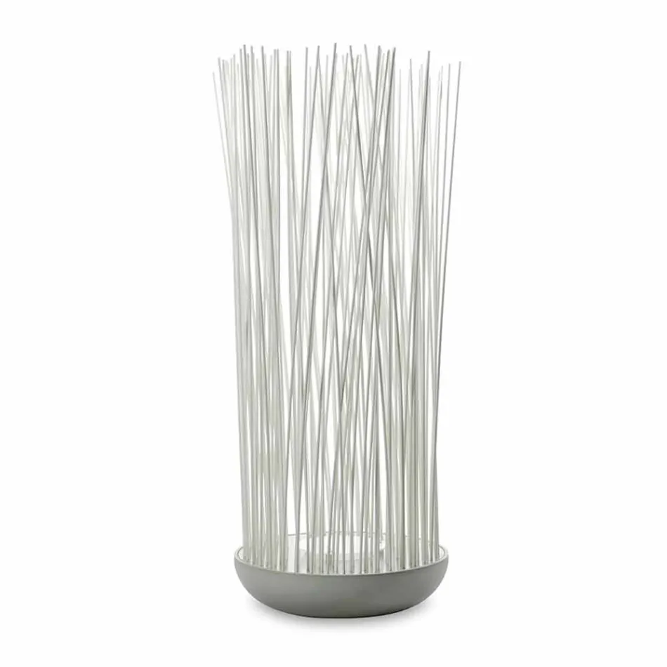 Led Floor Lamp in Grey Technopolymer and White Pvc Rods - Touch Viadurini