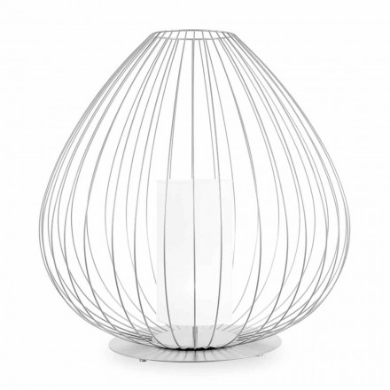 Floor or Support Lamp in White or Bronze Metallic Wire - Lantern Viadurini