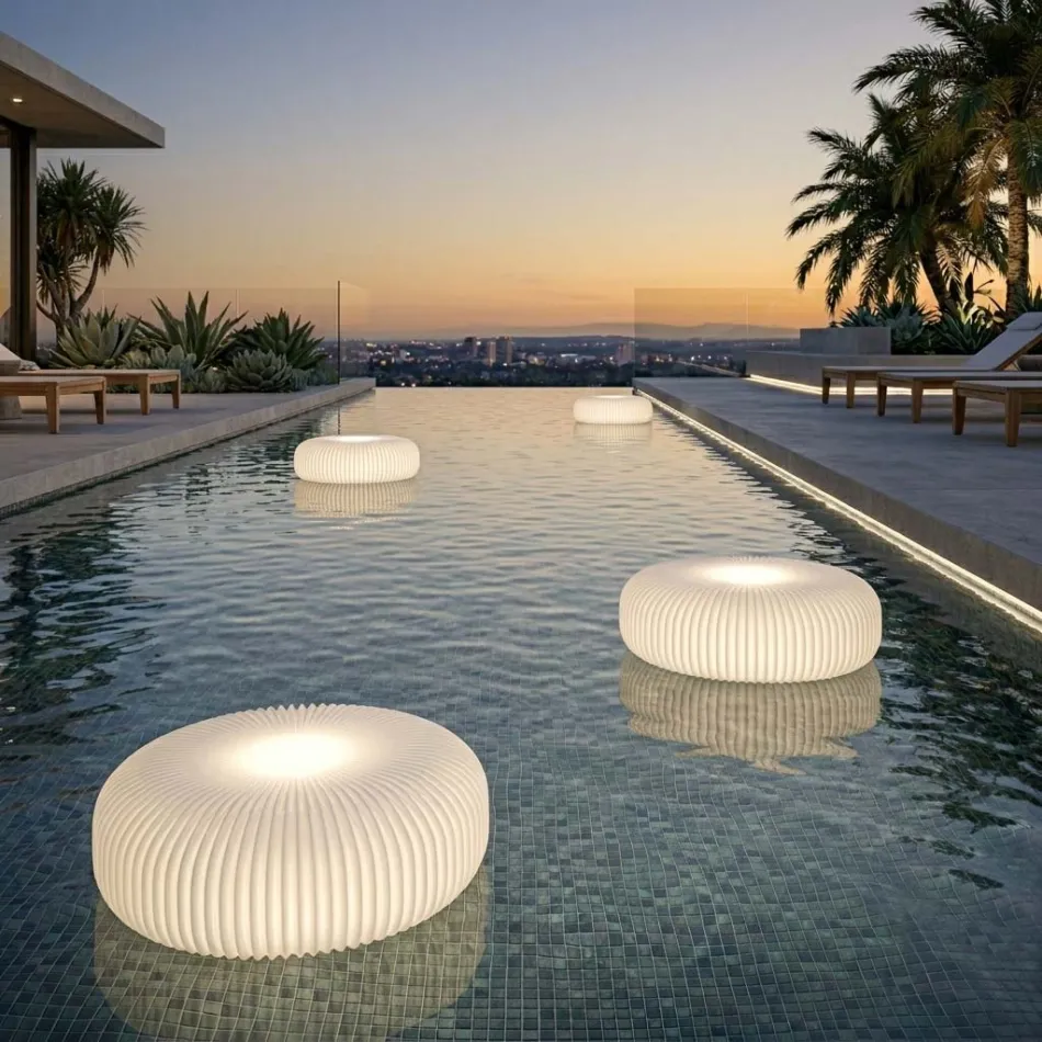 Disco Outdoor Floor Lamp in White Polyethylene Made in Italy Viadurini