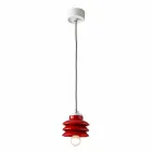 Design pendant lamp in red ceramic made in Italy Asia Viadurini