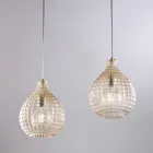 Atlas Glass Metal Design Lamp with Crystal Pendants Viadurini