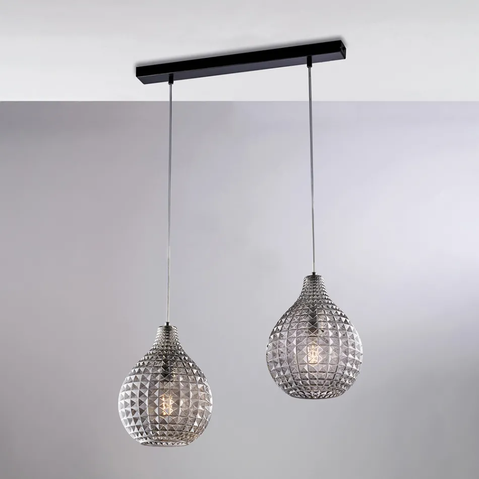 Atlas Glass Metal Design Lamp with Crystal Pendants Viadurini
