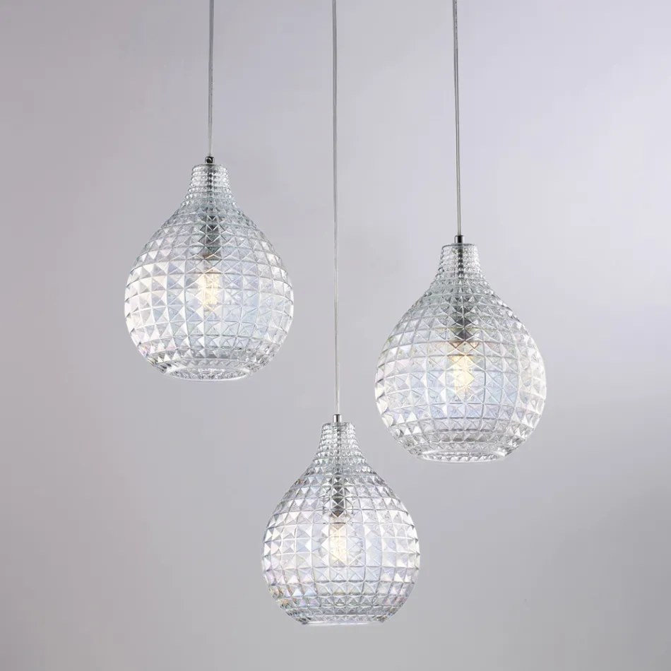 Designer Glass and Metal Lamp Made in Italy for Stylish Decor - Atlas Viadurini