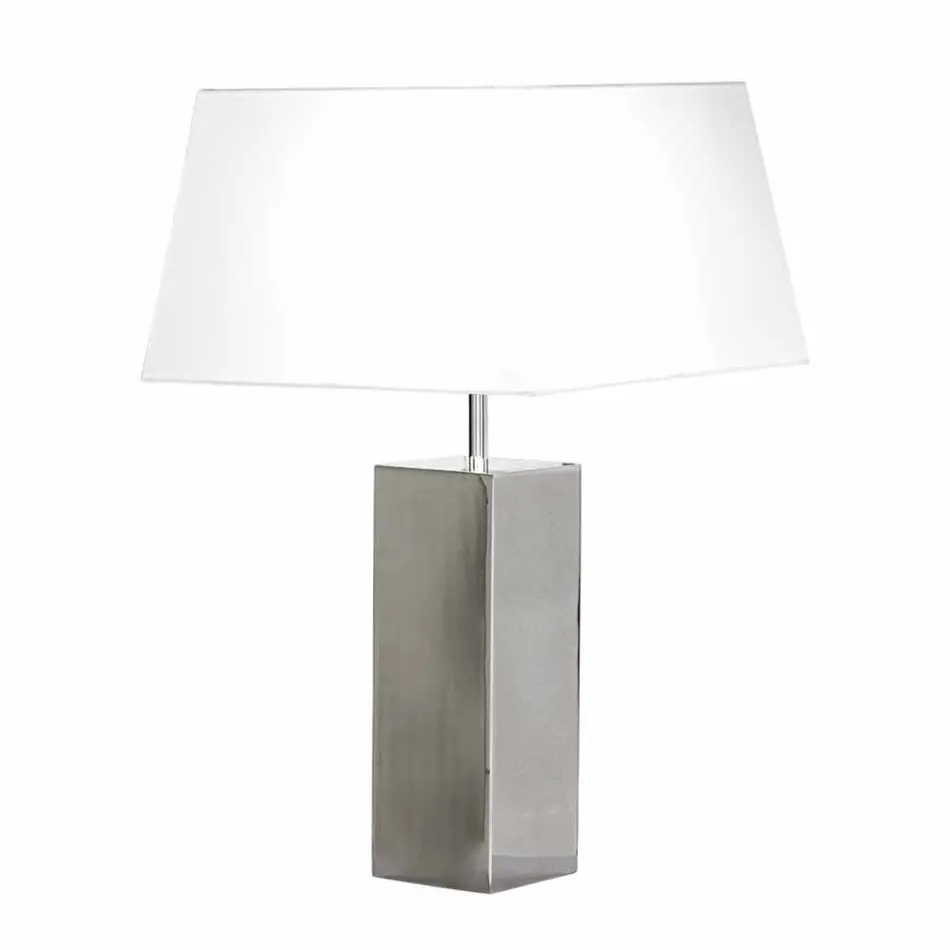 Modern table lamp in steel and white Renna lampshade Viadurini
