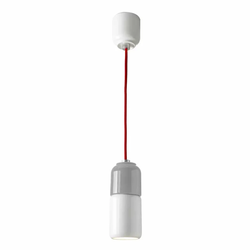 Suspended design lamp in ceramic and aluminium made in Italy Asia Viadurini