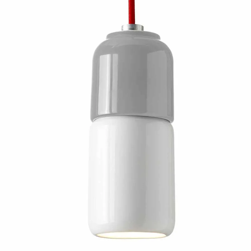 Suspended design lamp in ceramic and aluminium made in Italy Asia Viadurini