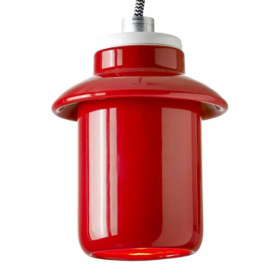 Design lamp suspended in red ceramic made in Italy Asia Viadurini
