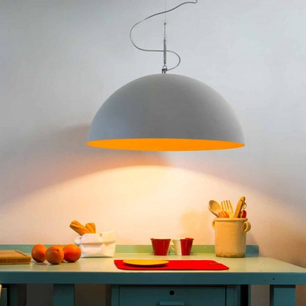 Suspended design lamp In-es.artdesign Mezza Luna Cement varnish Viadurini