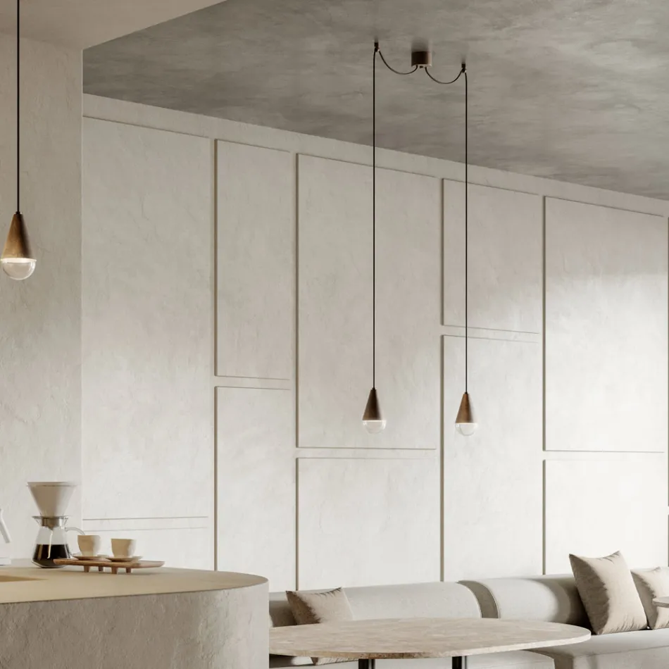 Double Pendant Lamp in Iron and Glass Made in Italy - Cloudy Viadurini