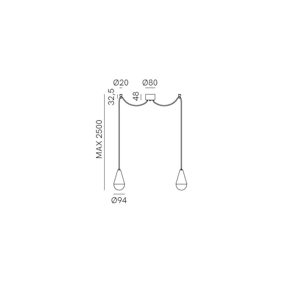 Double Pendant Lamp in Iron and Glass Made in Italy - Cloudy Viadurini