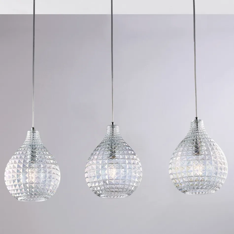 Elegant Glass and Metal Lamp Made in Italy for Refined Interiors - Atlas Viadurini