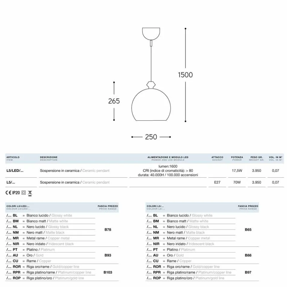 The ceramic lamp Shines Aldo Bernardi, with rosette 1 output. Viadurini