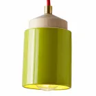 Lamp in beech wood and suspended ceramic made in Italy Asia Viadurini