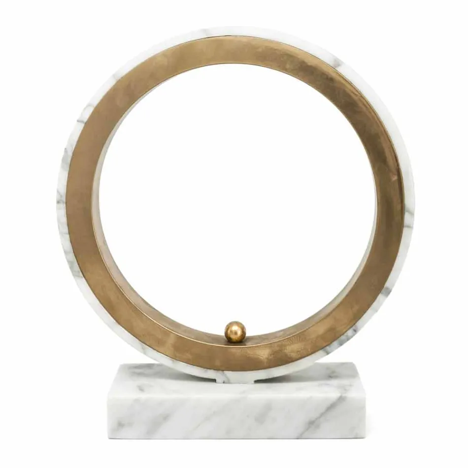 Lamp in White Carrara Marble and Brass Made in Italy 2 Dimensions - Nazife Viadurini