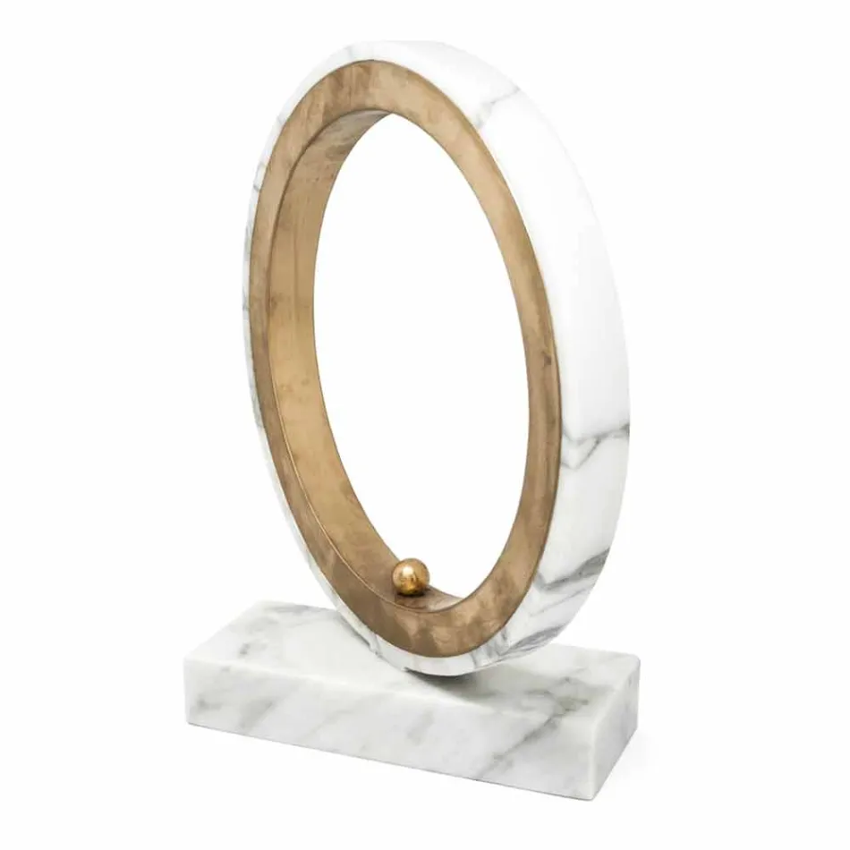 Lamp in White Carrara Marble and Brass Made in Italy 2 Dimensions - Nazife Viadurini