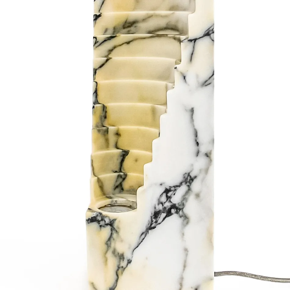 Lamp in Paonazzo Marble and Different Sizes Made in Italy - Daichi Viadurini