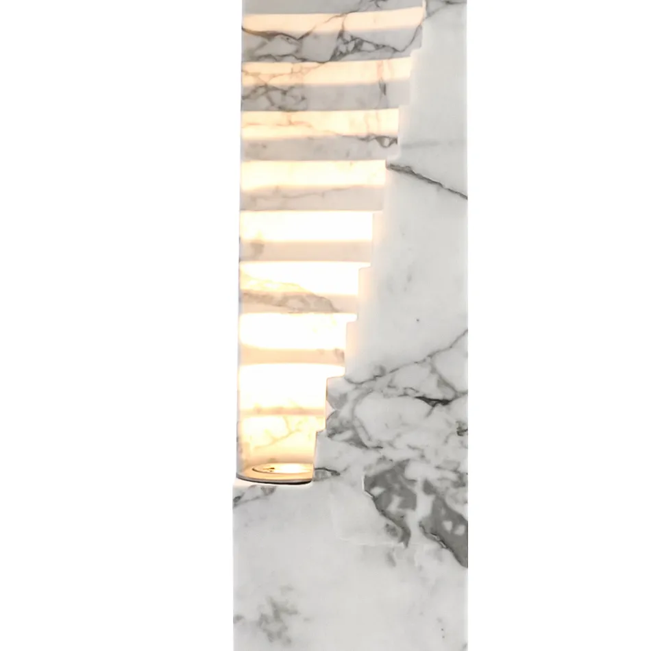 Lamp in Paonazzo Marble and Different Sizes Made in Italy - Daichi Viadurini