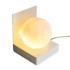 Metal Lamp with White Sphere in Satin Marble Made in Italy - Issei Viadurini