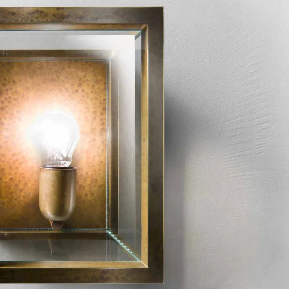 Industrial lamp in brass and glass panel Il Fanale Viadurini