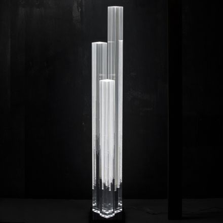 Led Crystal Floor Lamp Satin Acrylic Design Triptych - Crystol Viadurini