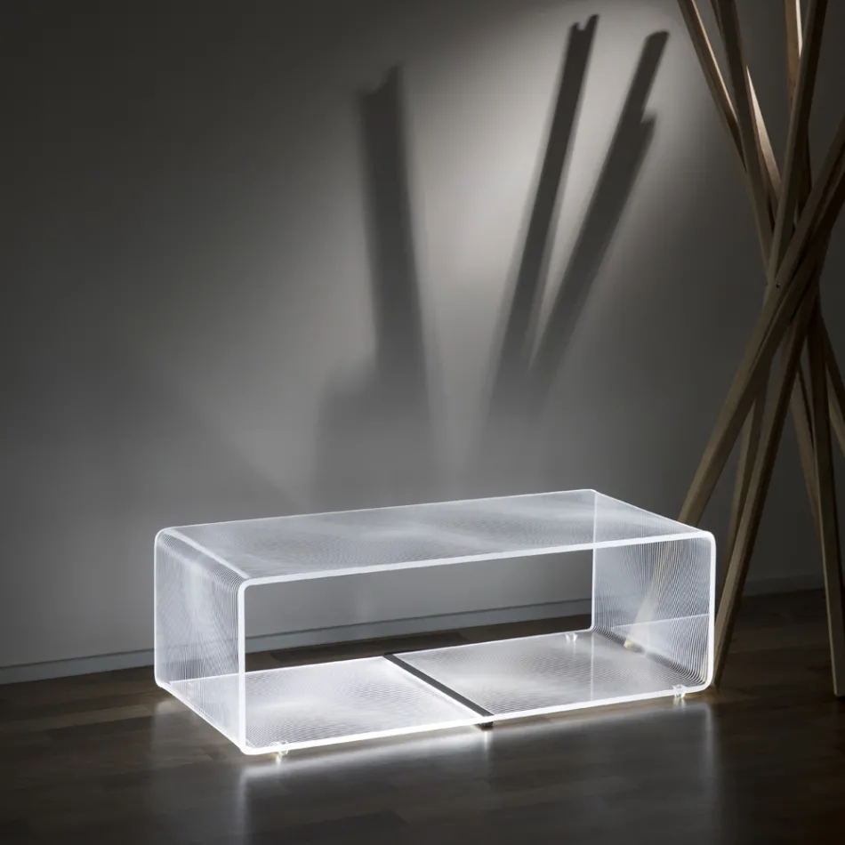 Led Lamp Luminous Transparent Acrylic Coffee Table Laser Decor - Robiola Viadurini