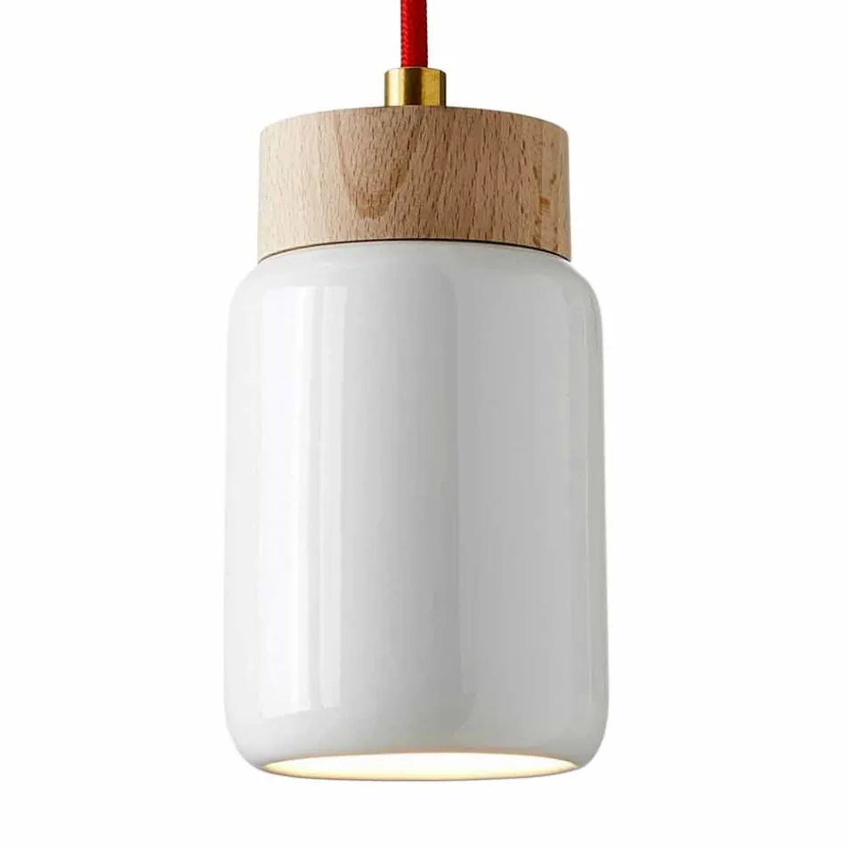 Modern pendant lamp in white ceramic made in Italy Asia Viadurini