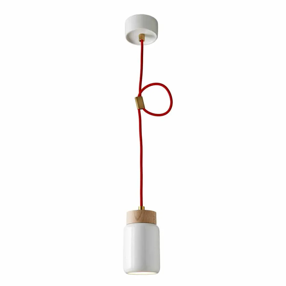 Modern pendant lamp in white ceramic made in Italy Asia Viadurini