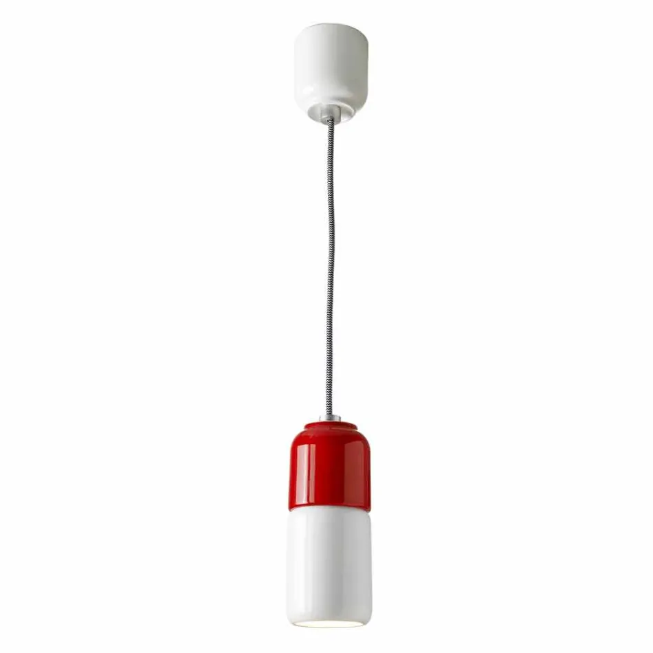 Modern pendant lamp in two-colour ceramic made in Italy Asia Viadurini