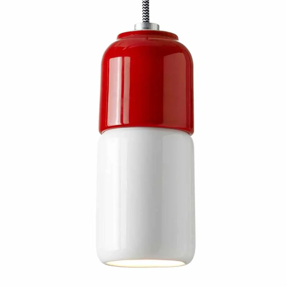 Modern pendant lamp in two-colour ceramic made in Italy Asia Viadurini