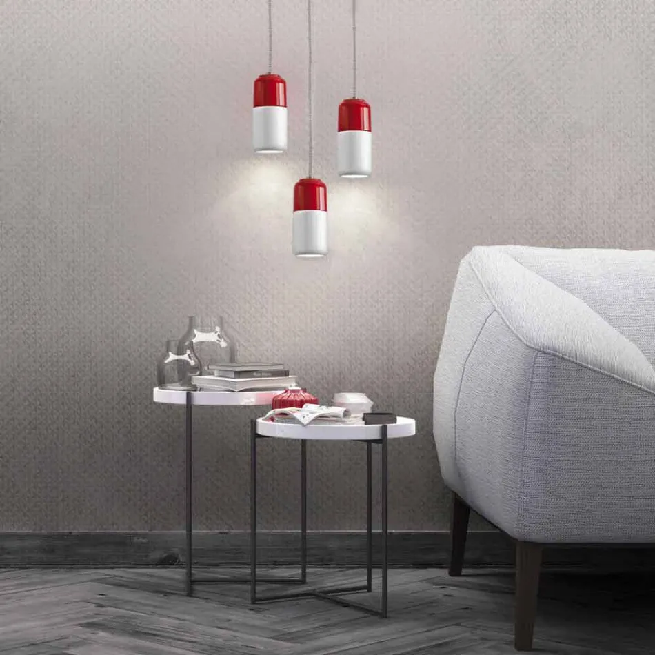 Modern pendant lamp in two-colour ceramic made in Italy Asia Viadurini