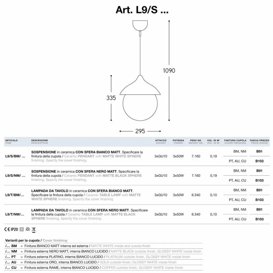 Modern lamp hanging ceramic The Lustri 9 Viadurini