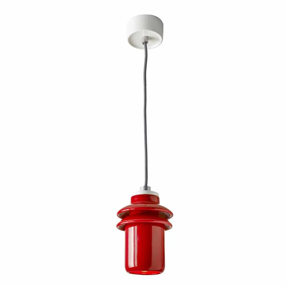 Modern pendant lamp in red ceramic made in Italy Asia Viadurini
