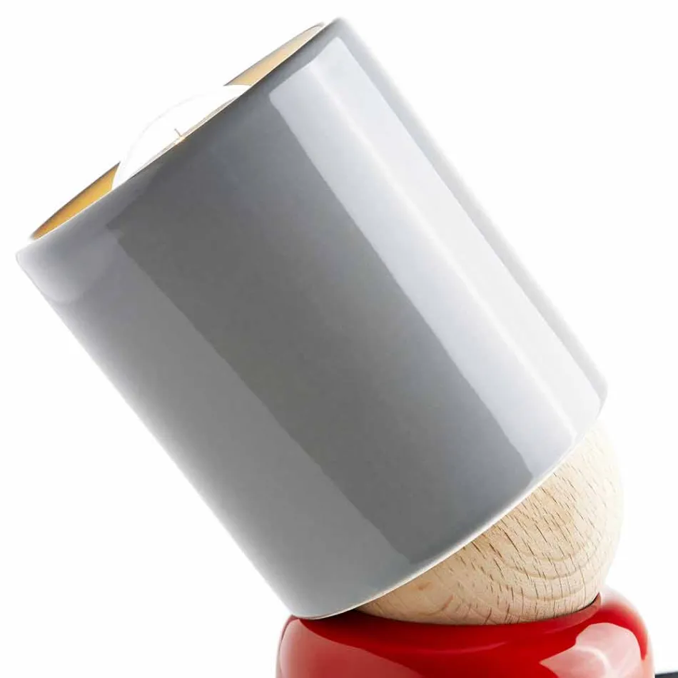 Modern table lamp made of ceramic and beech wood made in Italy Asia Viadurini