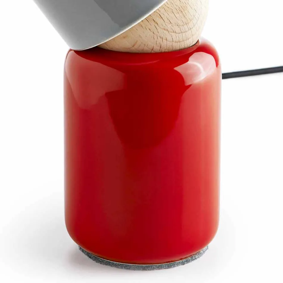 Modern table lamp made of ceramic and beech wood made in Italy Asia Viadurini