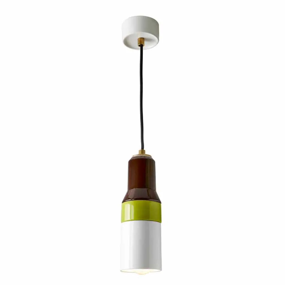 Modern suspended lamp in brass and ceramic made in Italy Asia Viadurini