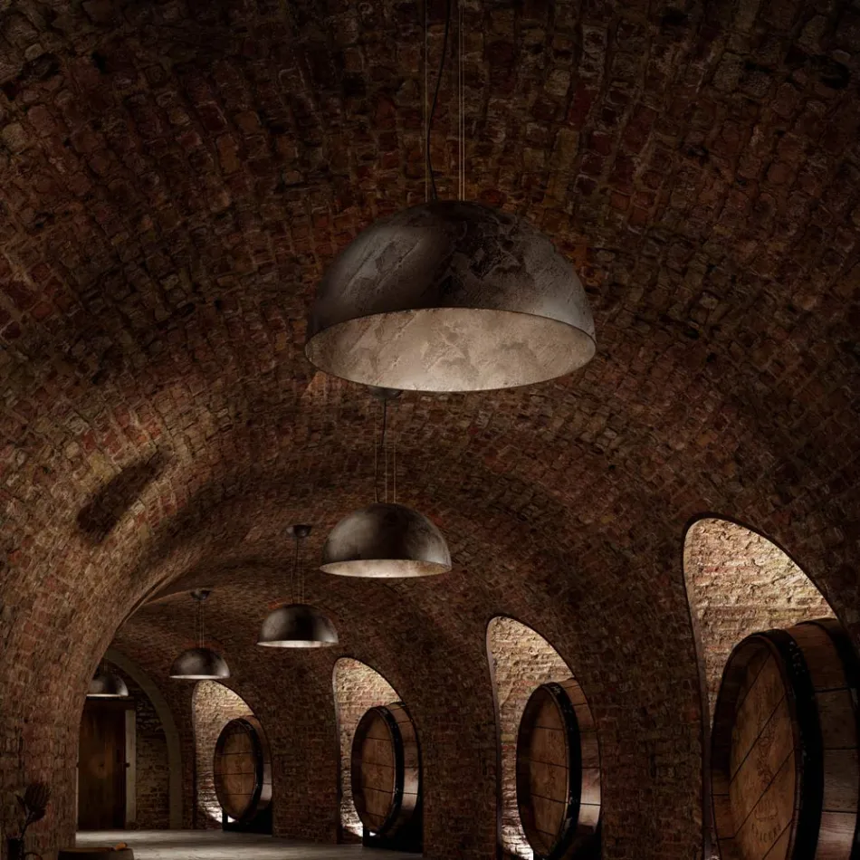 Rustic hanging lamp Ø80 cm Galileo Il Fanale Viadurini