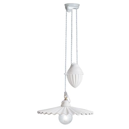 Ups and Downs Suspension Lamp in Polished Pleated Ceramic - Laquila Viadurini