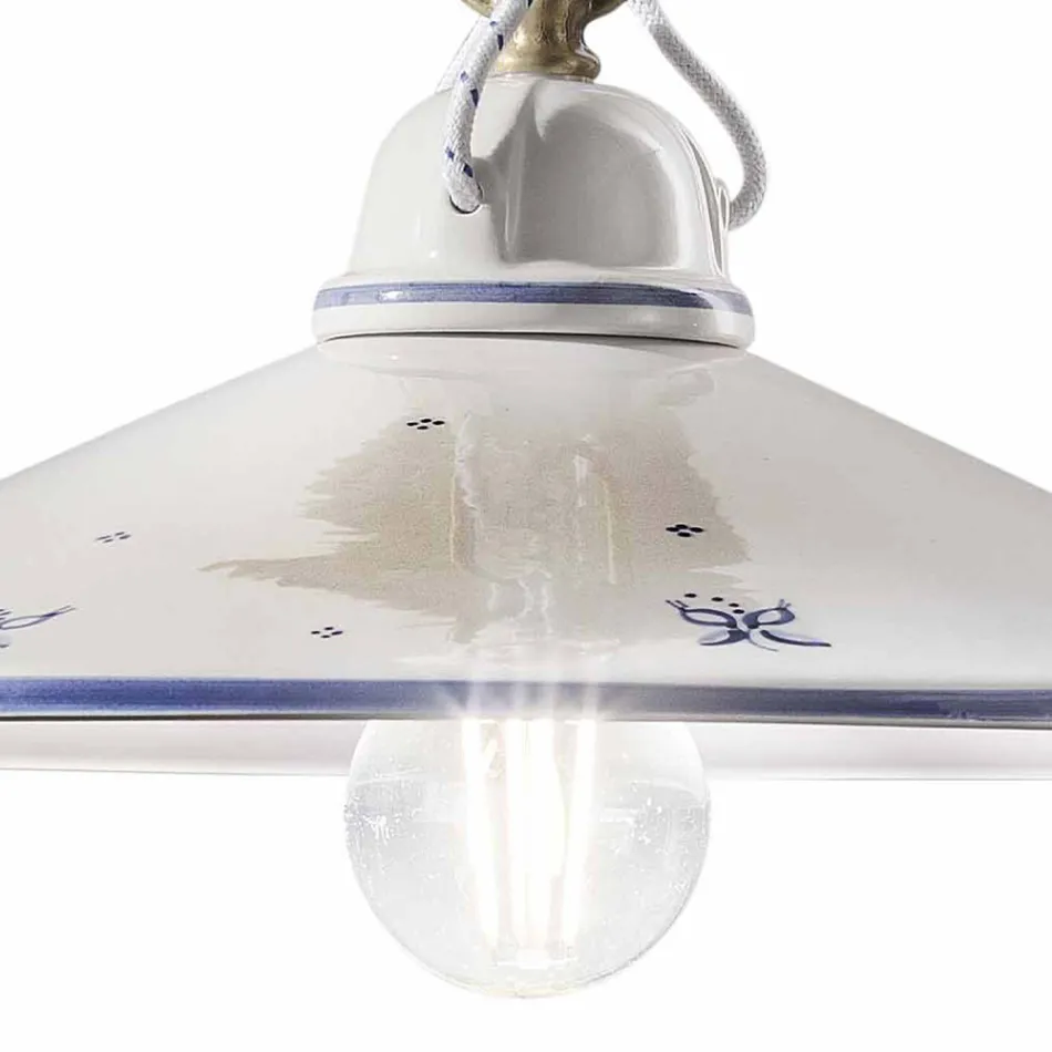 Suspension Lamp in Hand Painted Ceramic and Iron 3 Sizes - Asti Viadurini