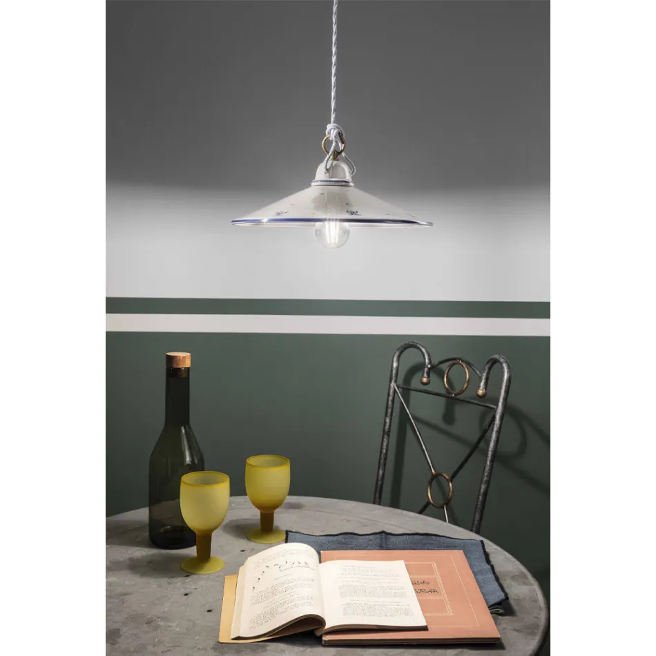 Suspension Lamp in Hand Painted Ceramic and Iron 3 Sizes - Asti Viadurini