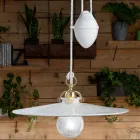 Ups and Down Suspension Lamp in Iron and Glossy Ceramic 2 Sizes - Asti Viadurini