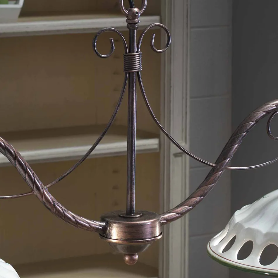 Hanging Lamp 2 Lights in Handmade Ceramic with Passanastri - Naples Viadurini