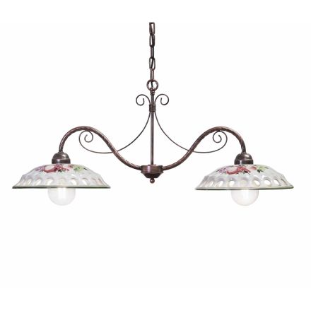 Hanging Lamp 2 Lights in Handmade Ceramic with Passanastri - Naples Viadurini