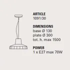 Suspended lamp 30 cm, in brass and Tuscan majolica, Rossi Toscot Viadurini